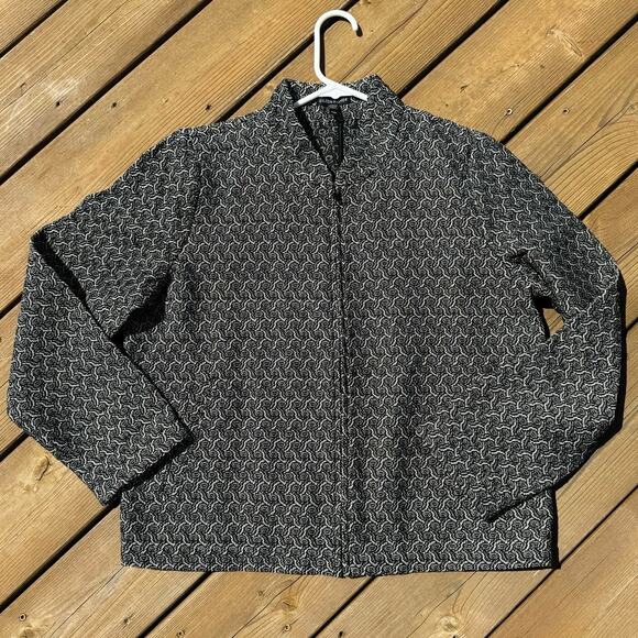 Eileen Fisher size M Recycled Cotton Blend Jacquard Flight Blazer Jacket - Picture 3 of 12